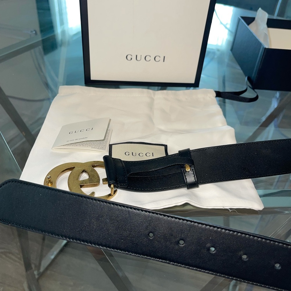 Gucci Wide Double G Leather Belt